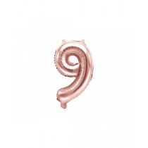 Globo numeral de 35 cm metalizado empacado color oro rosa - 9