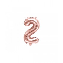 Globo numeral de 35 cm metalizado empacado color oro rosa - 2