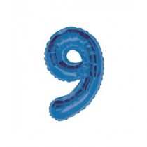 Globo de foil 34 pulg (86,36 cm) Azul Glitz numero - 9