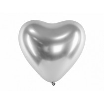 Globo latex forma corazon 30cm color plata