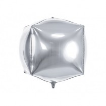 Globo de foil cubico, 35x35x35cm, plata