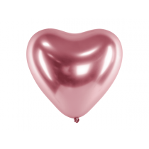 Globo latex forma corazon 30cm color rosa golden
