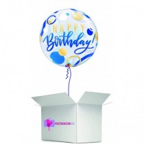 Globo en caja sorpresa burbuja happy birday azul