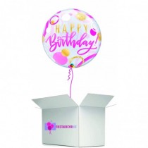 Globo en caja sorpresa burbuja happy birday rosa