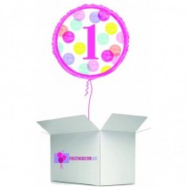 Globo en caja sorpresa happy 1 year rosa