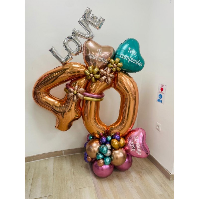 Bouquet de Globos de Cumpleaños 40 en 3D