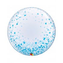 globo burbuja transparente empacado de 24 pulgadas 61 cm - confeti azul