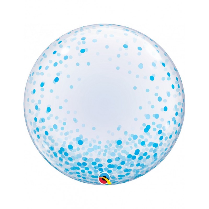 Globo Burbuja Transparente Empacado De 24 Pulgadas 61 Cm Confeti Azul