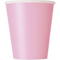 8 vasos de carton  de 26,6 cl rosa claro