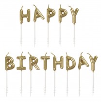 13 velas Happy Birthday dorado